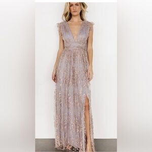 Baltic Born Purple Maxi Gown with V-Neck and Sleeveless Design